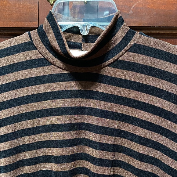 PSE Vintage plus size 3X Striped Black and Brown stretchy long sleeve top - Picture 7 of 12